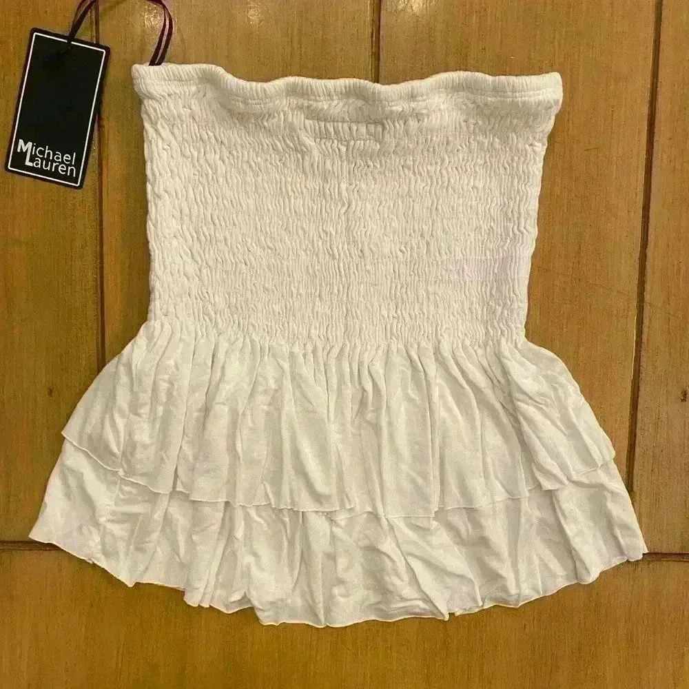 Women’s tube top Ruffle white NEW Michael Lauren medium